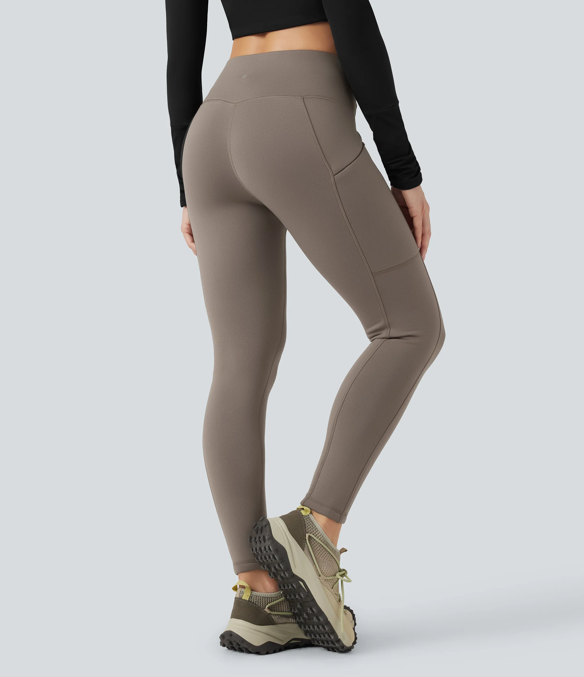 Halara Leggings de senderismo polar de tiro alto con cordón ajustable de 7/8 y bolsillo - Walnut - XS(7/8) sold by Halara product image thumbnail 3