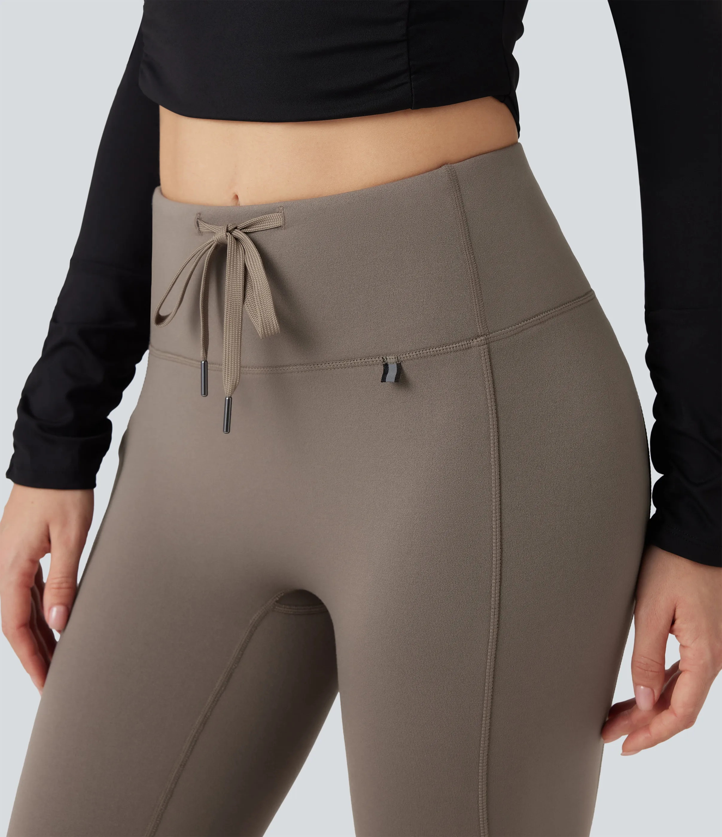 Halara Leggings de senderismo polar de tiro alto con cordón ajustable de 7/8 y bolsillo - Walnut - XS(7/8) sold by Halara product image thumbnail 5
