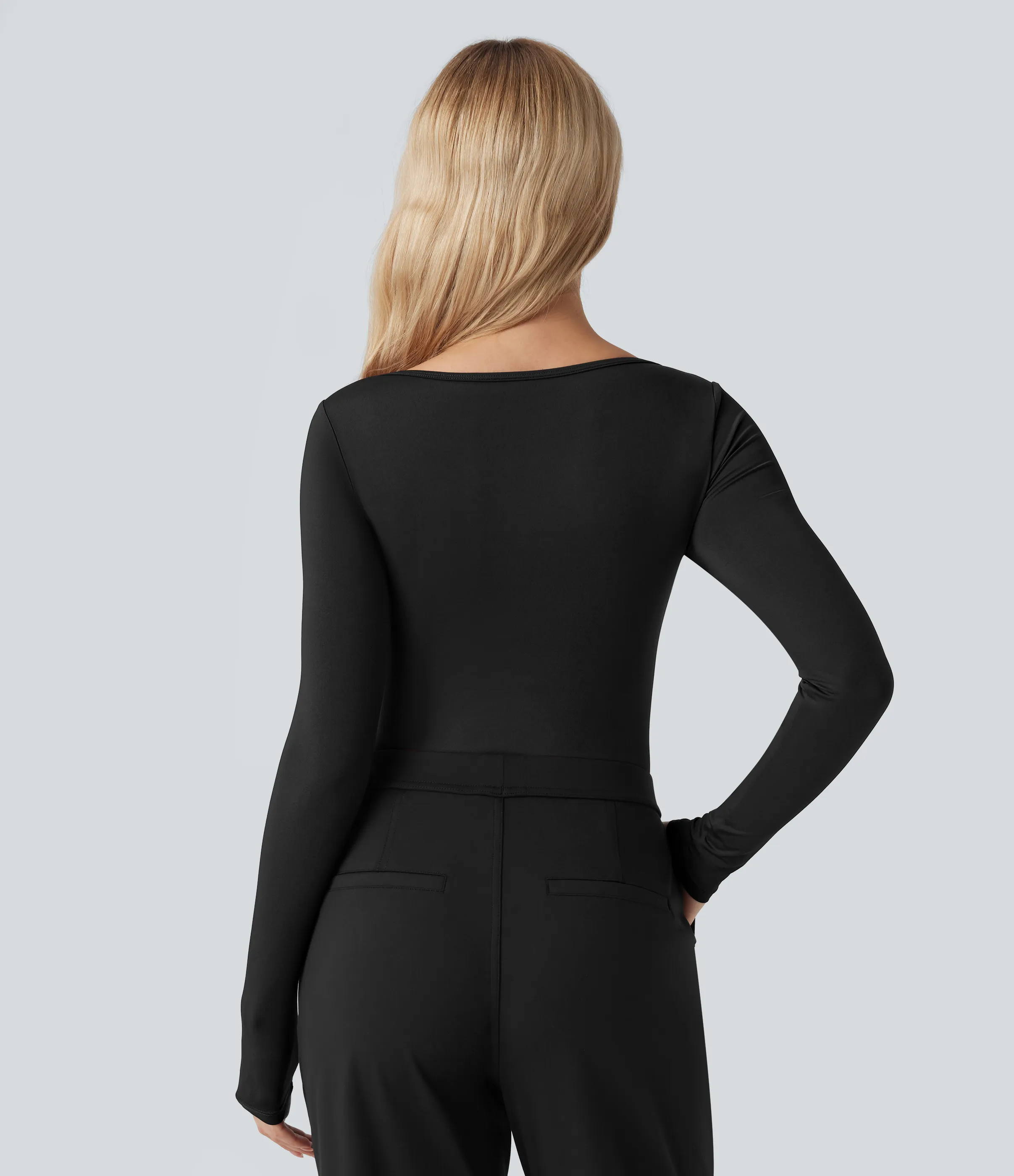 Halara Body de oficina ajustado con escote cuadrado de manga larga y sujetador incorporado - Black - L sold by Halara product image thumbnail 3