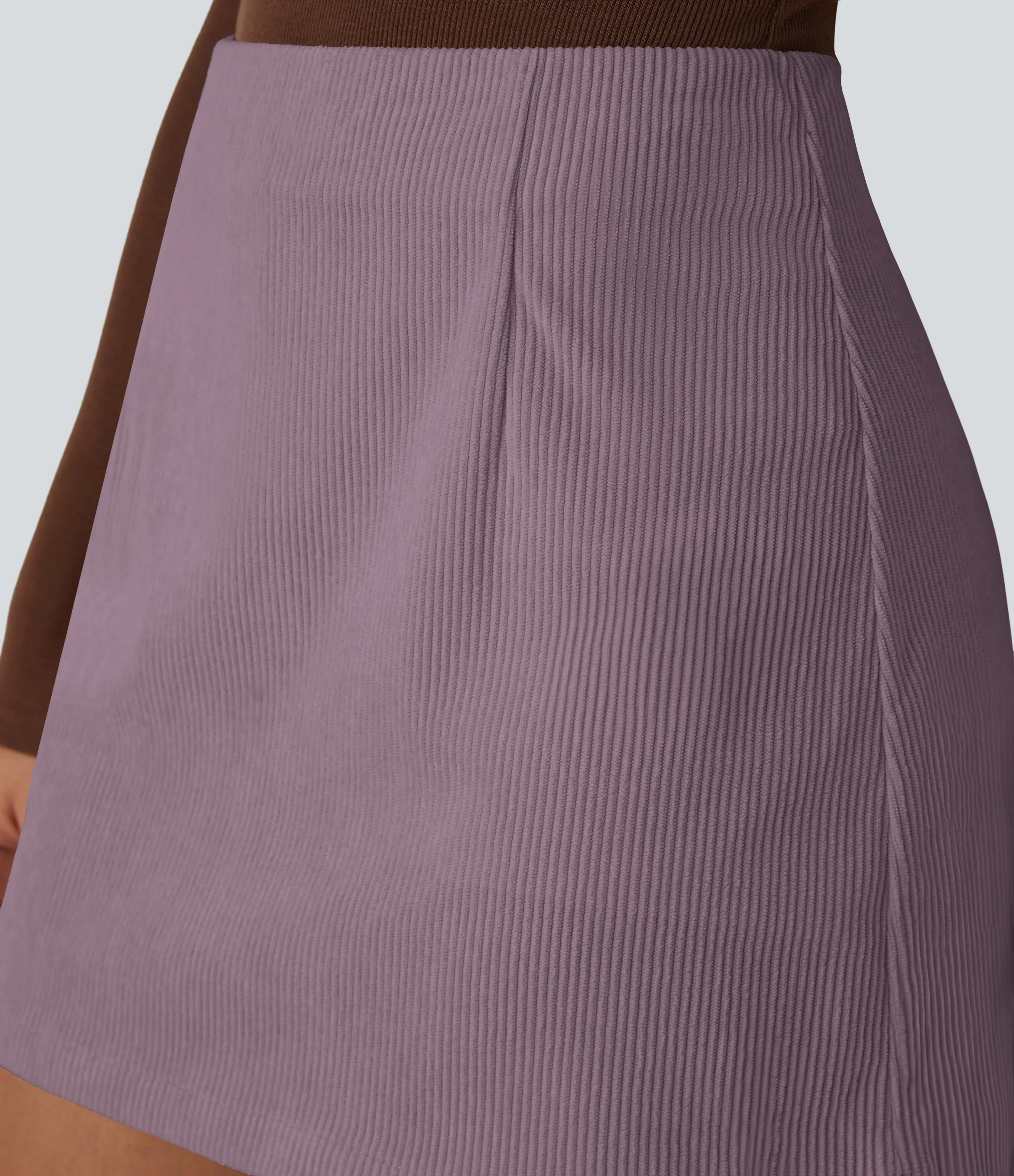 Halara Mini falda de pana 2 en 1 de tiro alto con cremallera invisible y corte A - Very Grape - M(regular) sold by Halara product image thumbnail 5