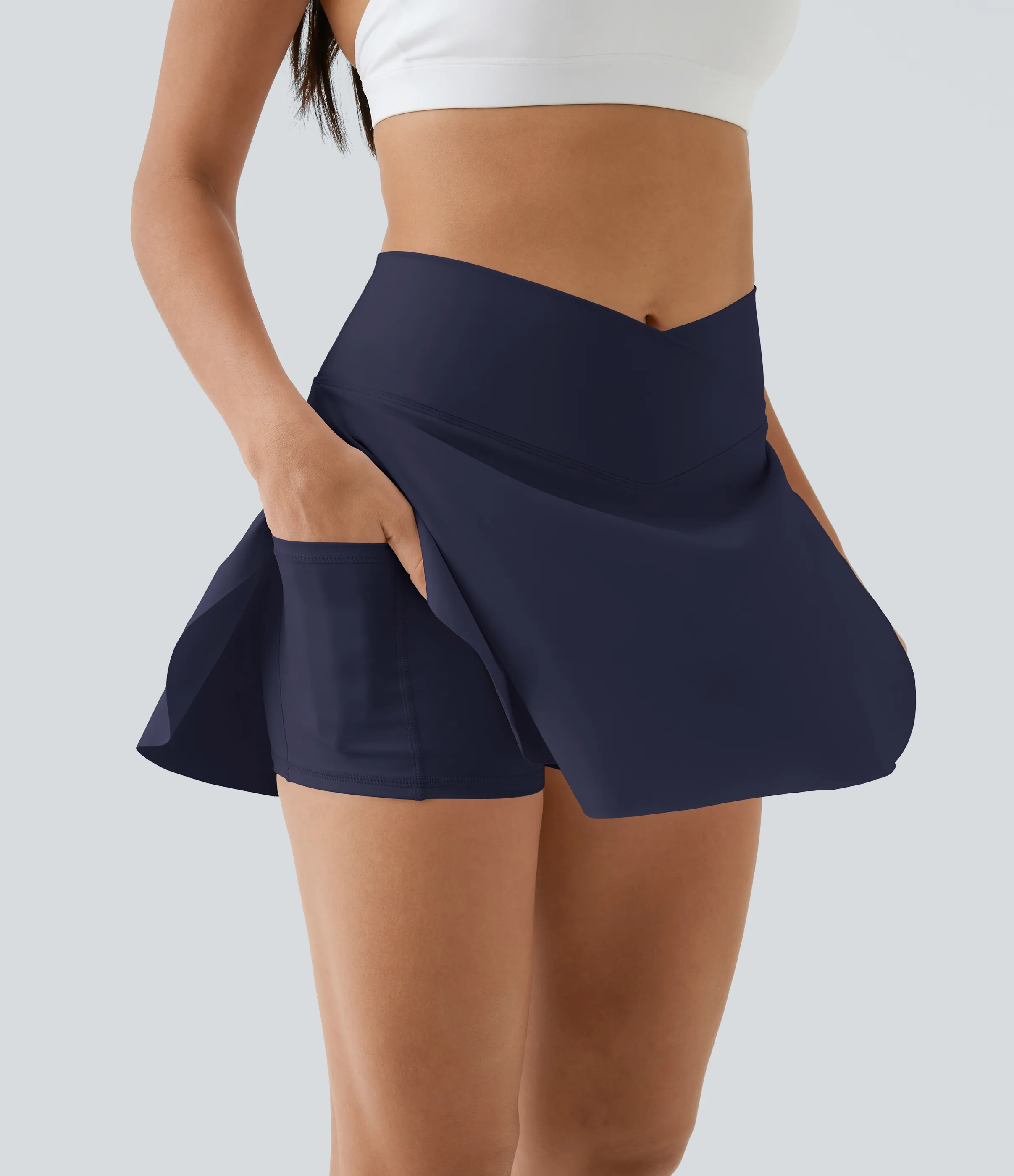 Halara Falda tenis Softlyzero™ Airy Crossover 2 en 1 tacto fresco bolsillo lateral-Lucid-Largo más largo-UPF50+ - Eclipse - L(Long) sold by Halara