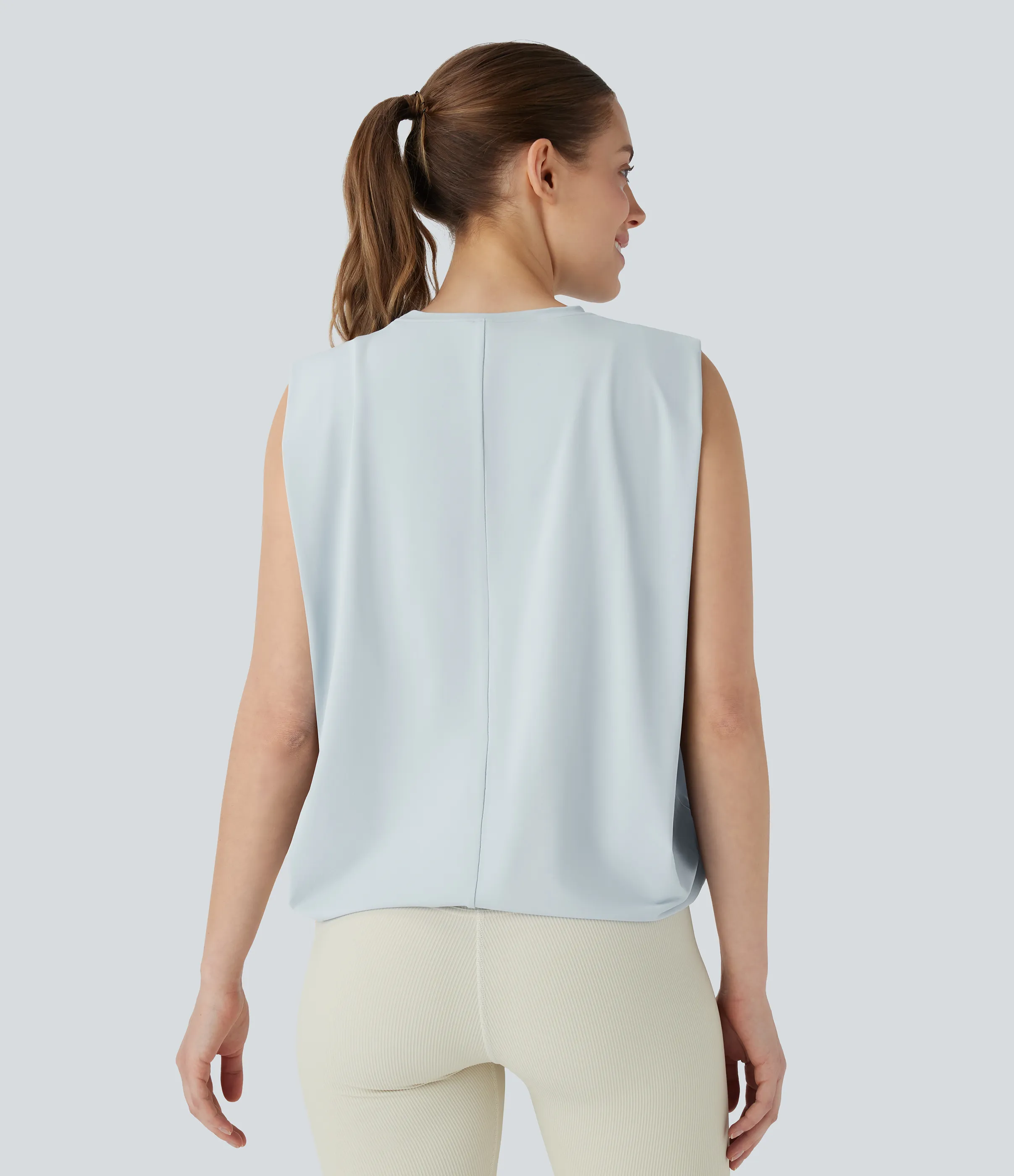 Halara Camiseta yoga cuello redondo fruncido tacto fresco - UPF 50+ - Frost Veil - XL sold by Halara product image thumbnail 3