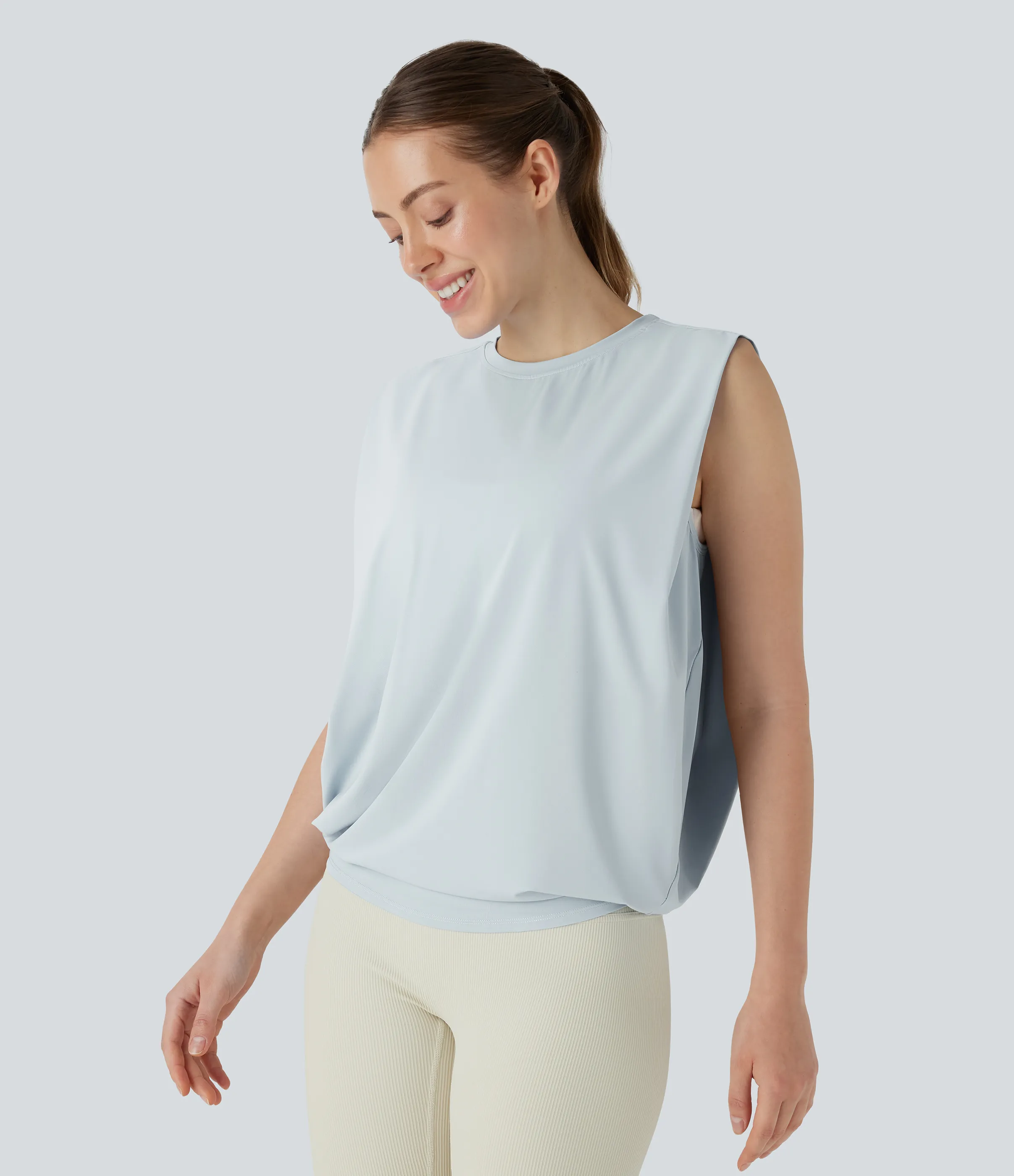Halara Camiseta yoga cuello redondo fruncido tacto fresco - UPF 50+ - Frost Veil - XL sold by Halara product image thumbnail 4