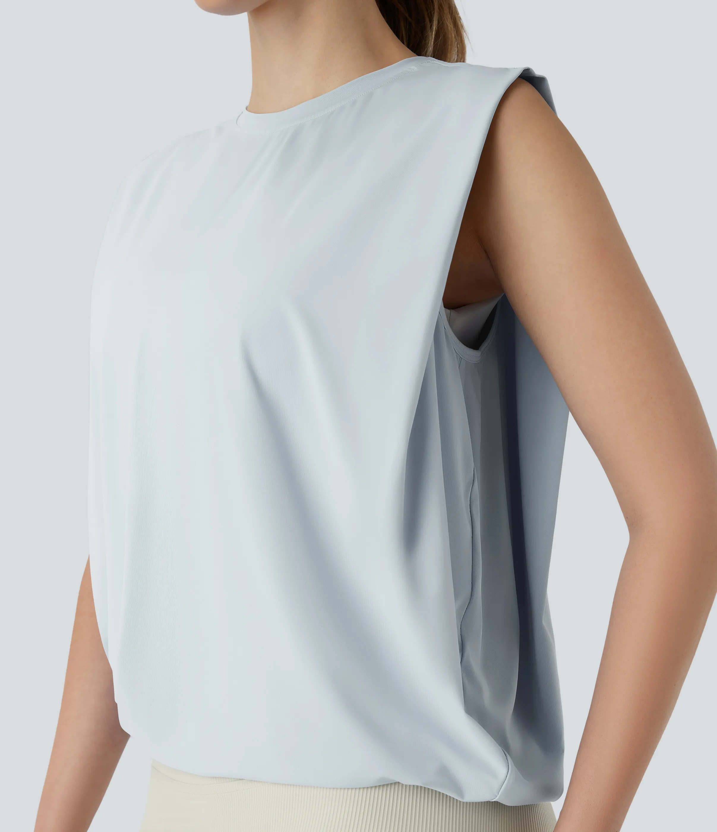 Halara Camiseta yoga cuello redondo fruncido tacto fresco - UPF 50+ - Frost Veil - XL sold by Halara product image thumbnail 5