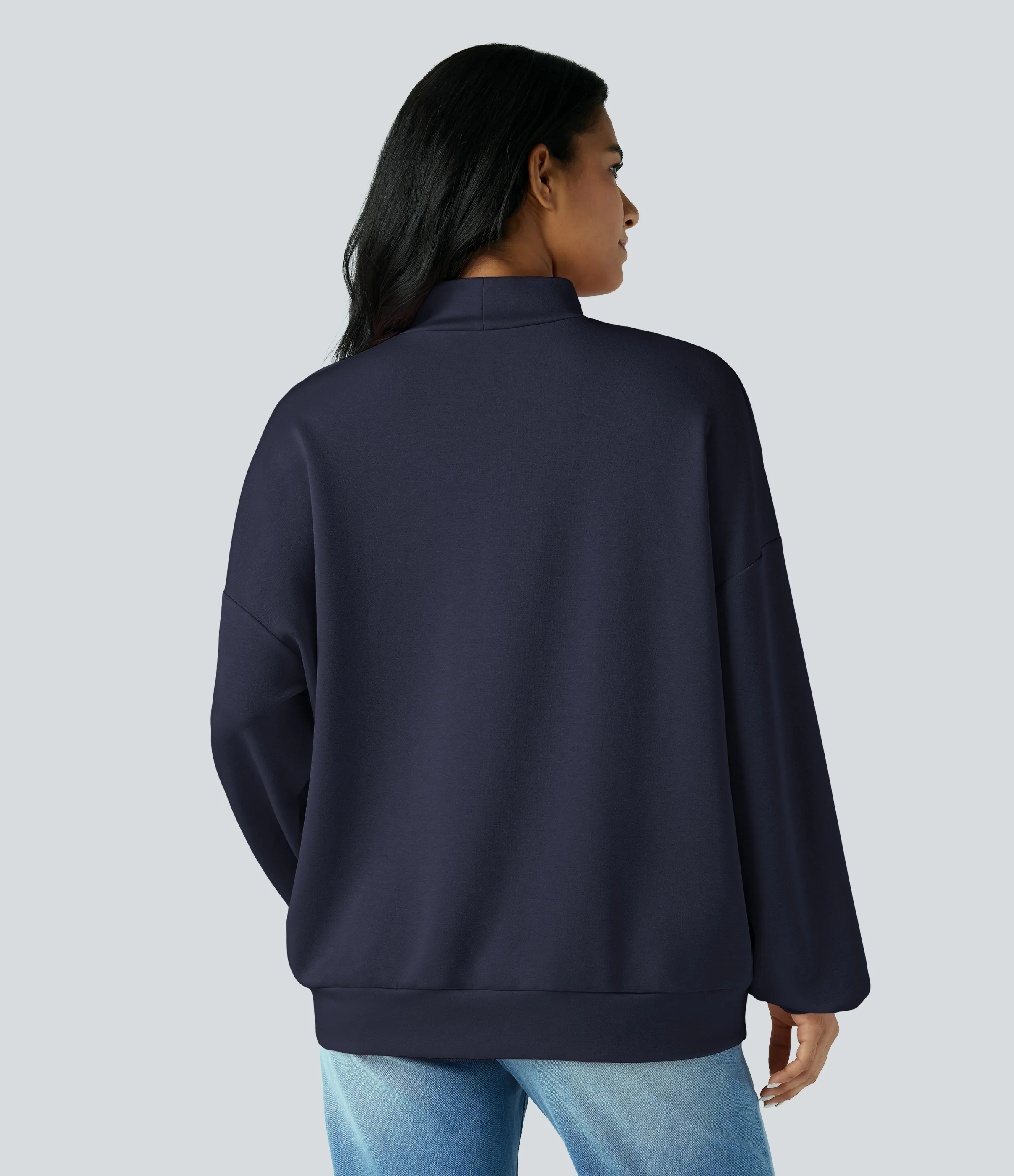 Halara Sudadera casual holgada de cuello alto con bolsillos - Midnight Blue - L sold by Halara product image thumbnail 3