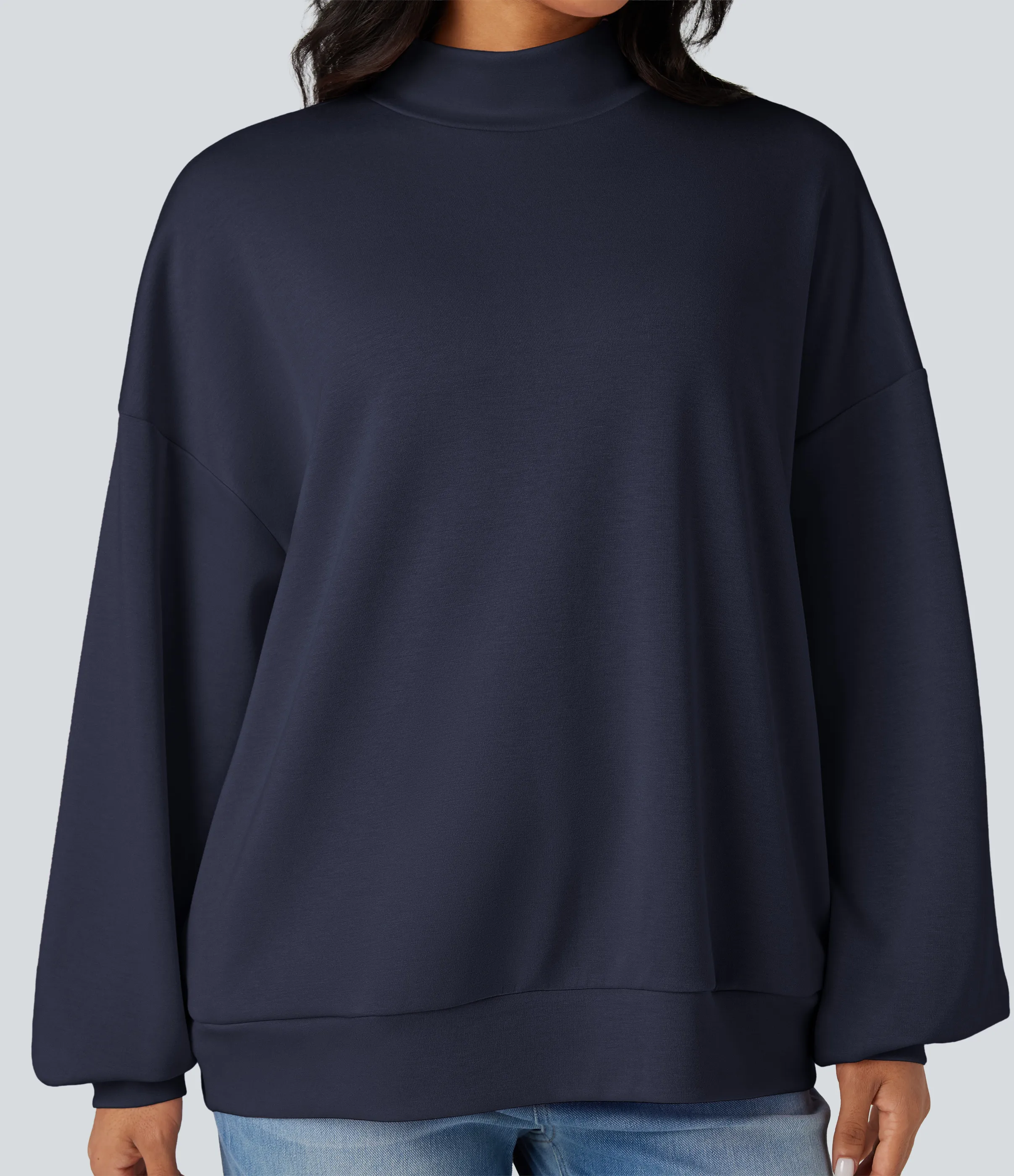 Halara Sudadera casual holgada de cuello alto con bolsillos - Midnight Blue - L sold by Halara product image thumbnail 5