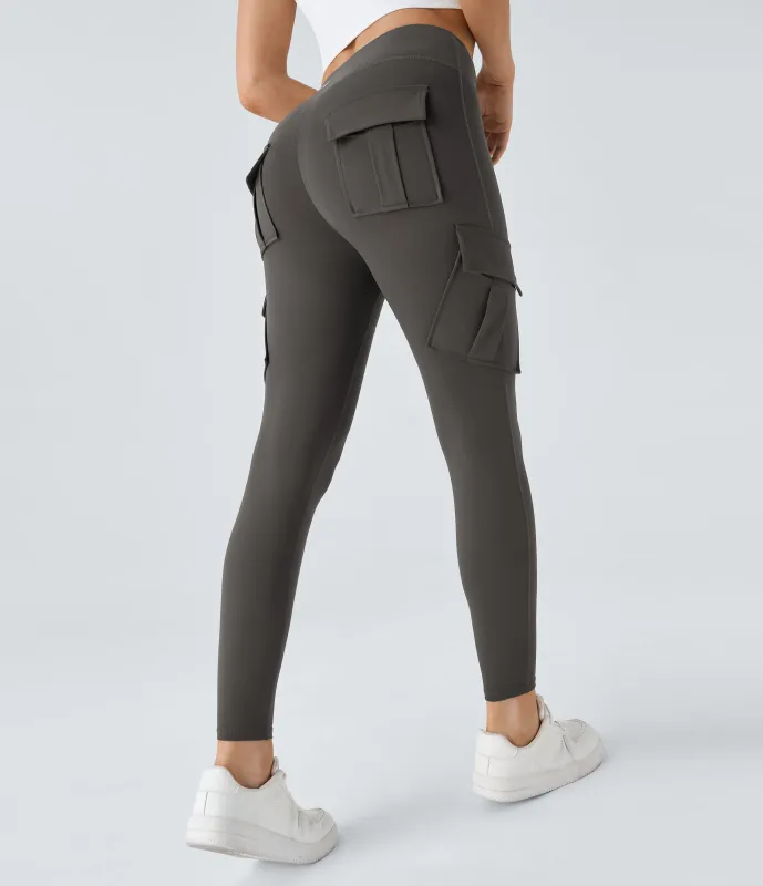 Halara Leggings yoga ajustado bolsillo cargo tiro alto - Deep Red Grey - M(full_length) made by Halara