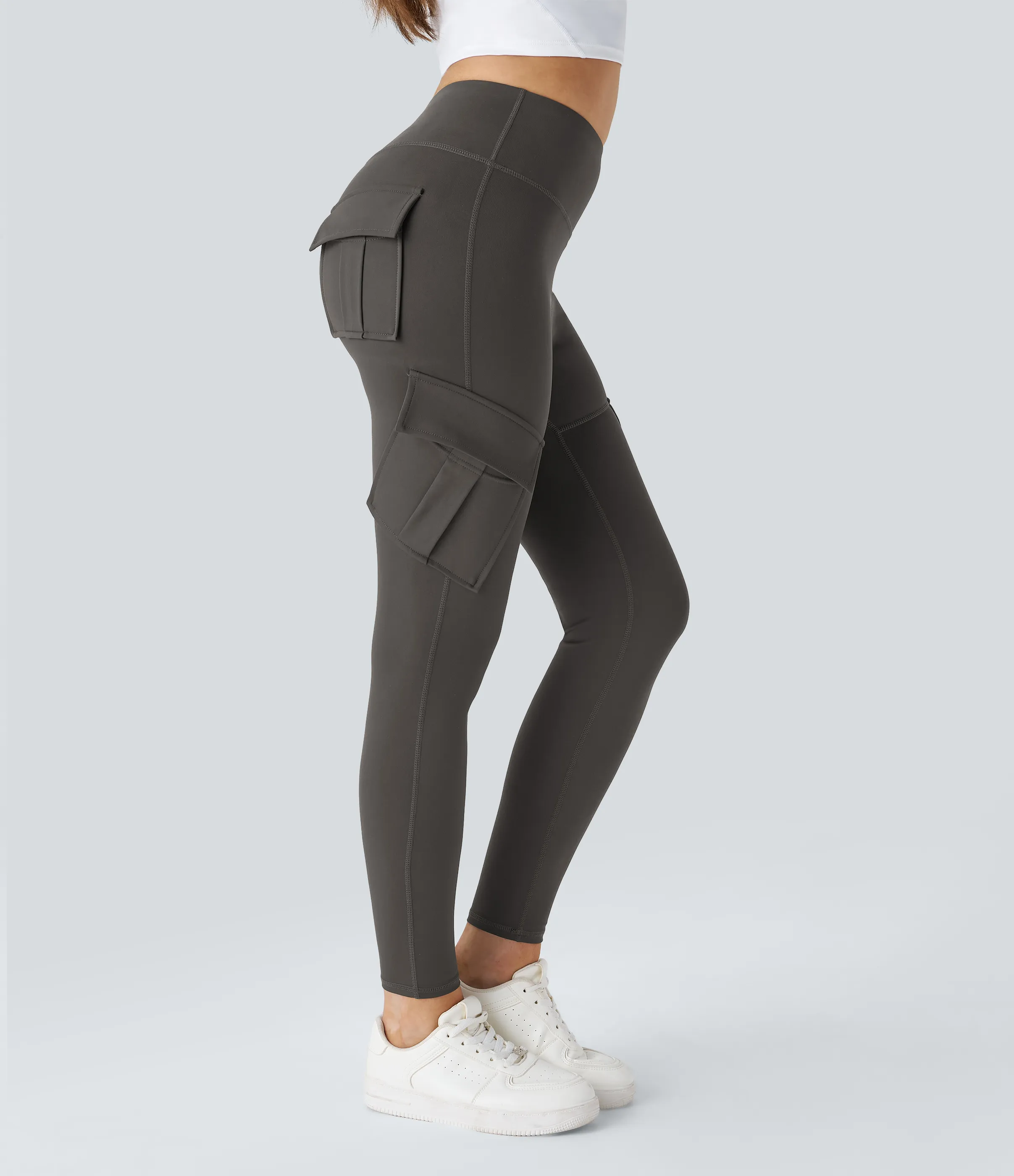 Halara Leggings yoga ajustado bolsillo cargo tiro alto - Deep Red Grey - M(full_length) sold by Halara product image thumbnail 4