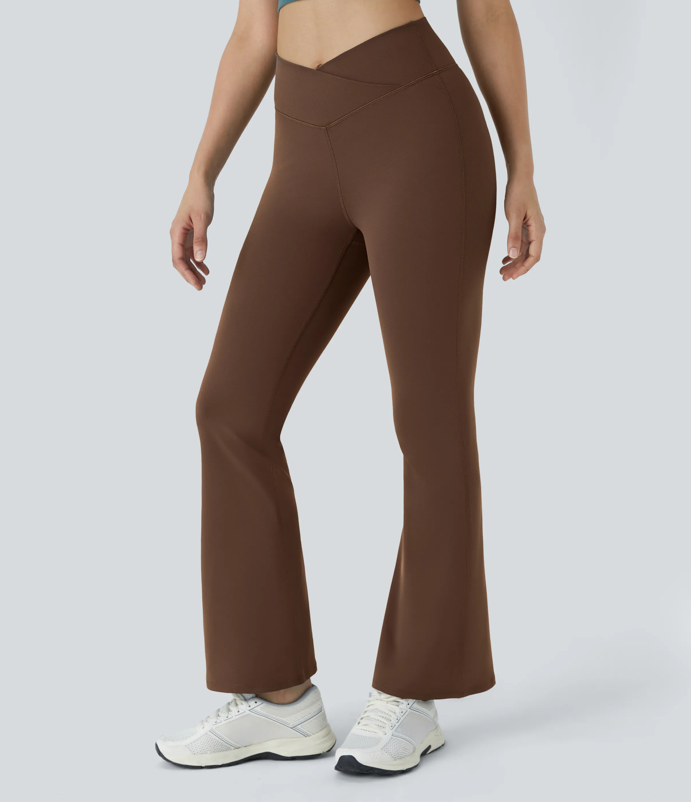 Halara Leggings yoga acampanado cruzado tiro alto - Autumn Chestnut - XS(regular) sold by Halara product image thumbnail 4