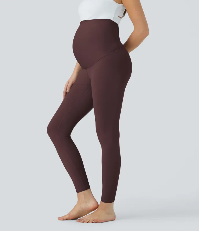 Halara Leggings premamá Softlyzero™ yoga tiro superalto 7/8 pulgada-UPF50+ - Red Mahogany - M(7/8) made by Halara