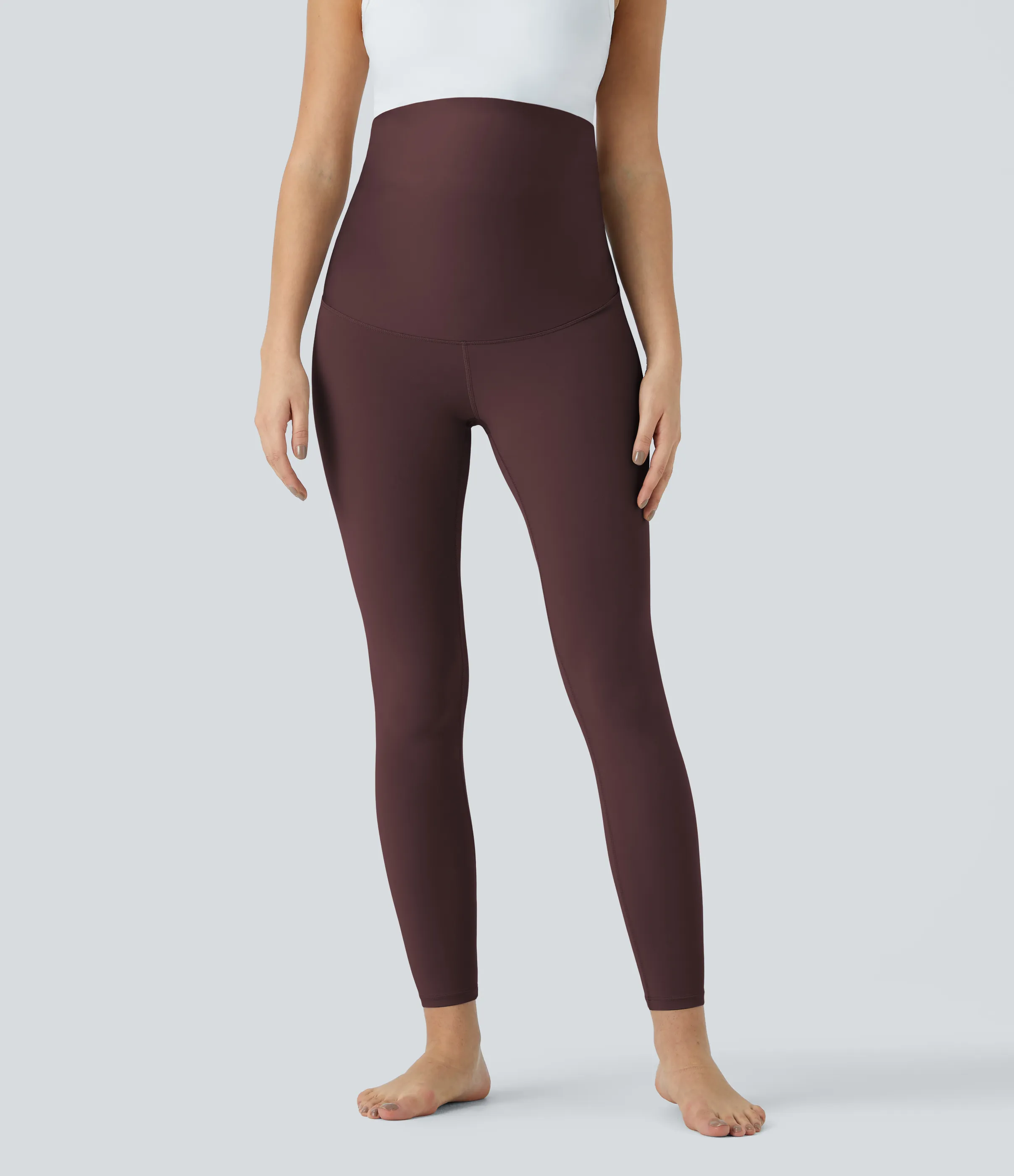 Halara Leggings premamá Softlyzero™ yoga tiro superalto 7/8 pulgada-UPF50+ - Red Mahogany - M(7/8) sold by Halara product image thumbnail 4