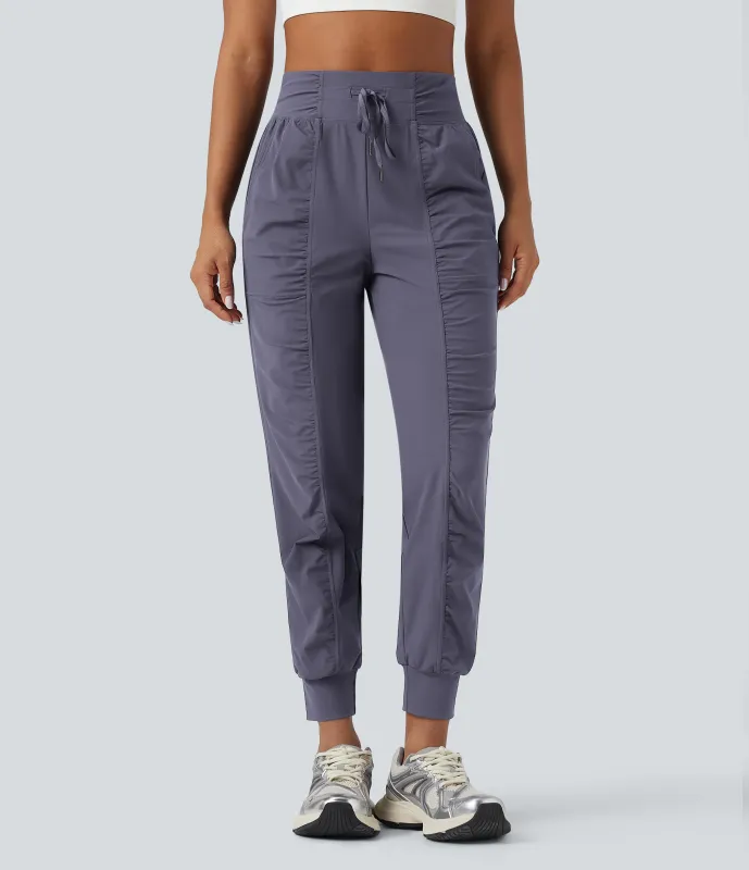 Halara Joggers de baile de tiro alto ajustado con fruncido de secado rápido y con bolsillos - Charcoal Blue - XS(petite) made by Halara