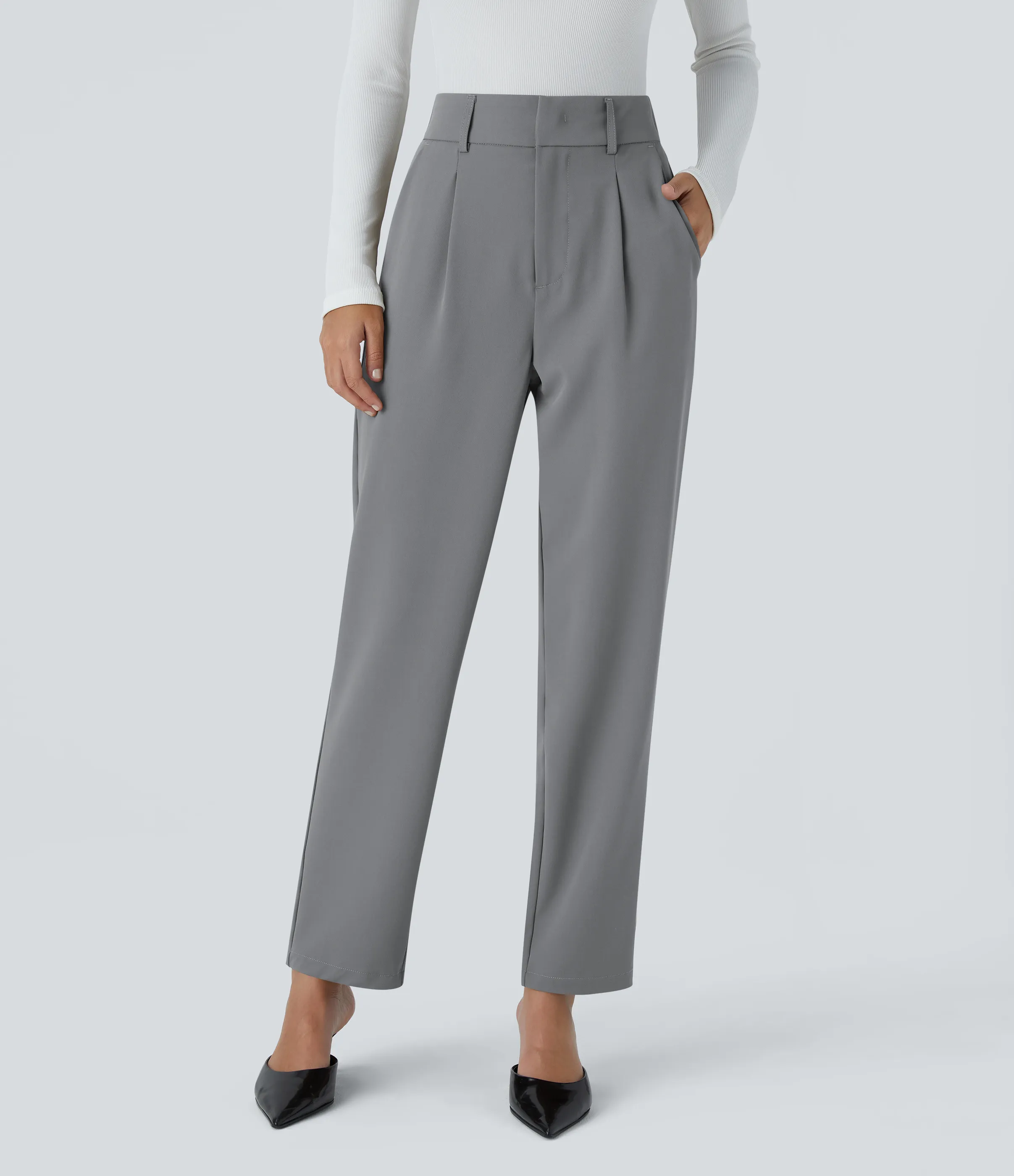 Halara Pantalón oficina ajustado tiro alto bolsillo lateral - Mockingbird - XL(tall) sold by Halara