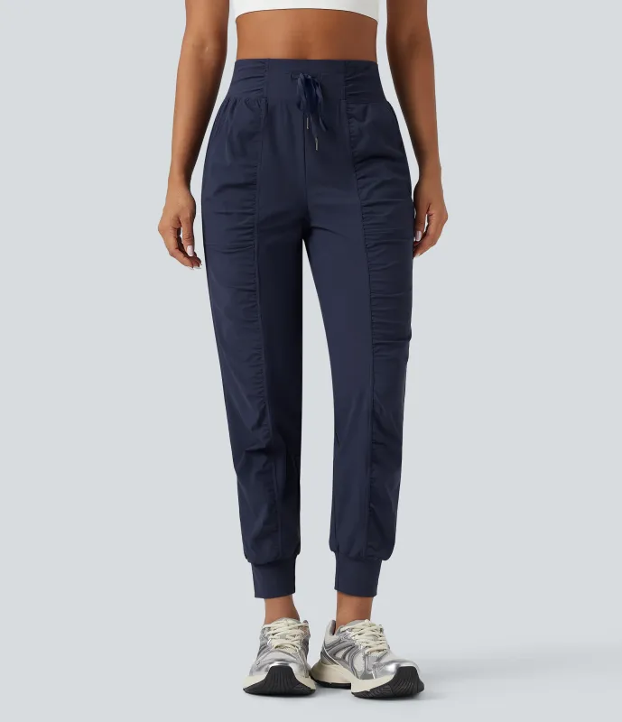 Halara Joggers de baile de tiro alto ajustado con fruncido de secado rápido y con bolsillos - Peacoat - M(tall) made by Halara