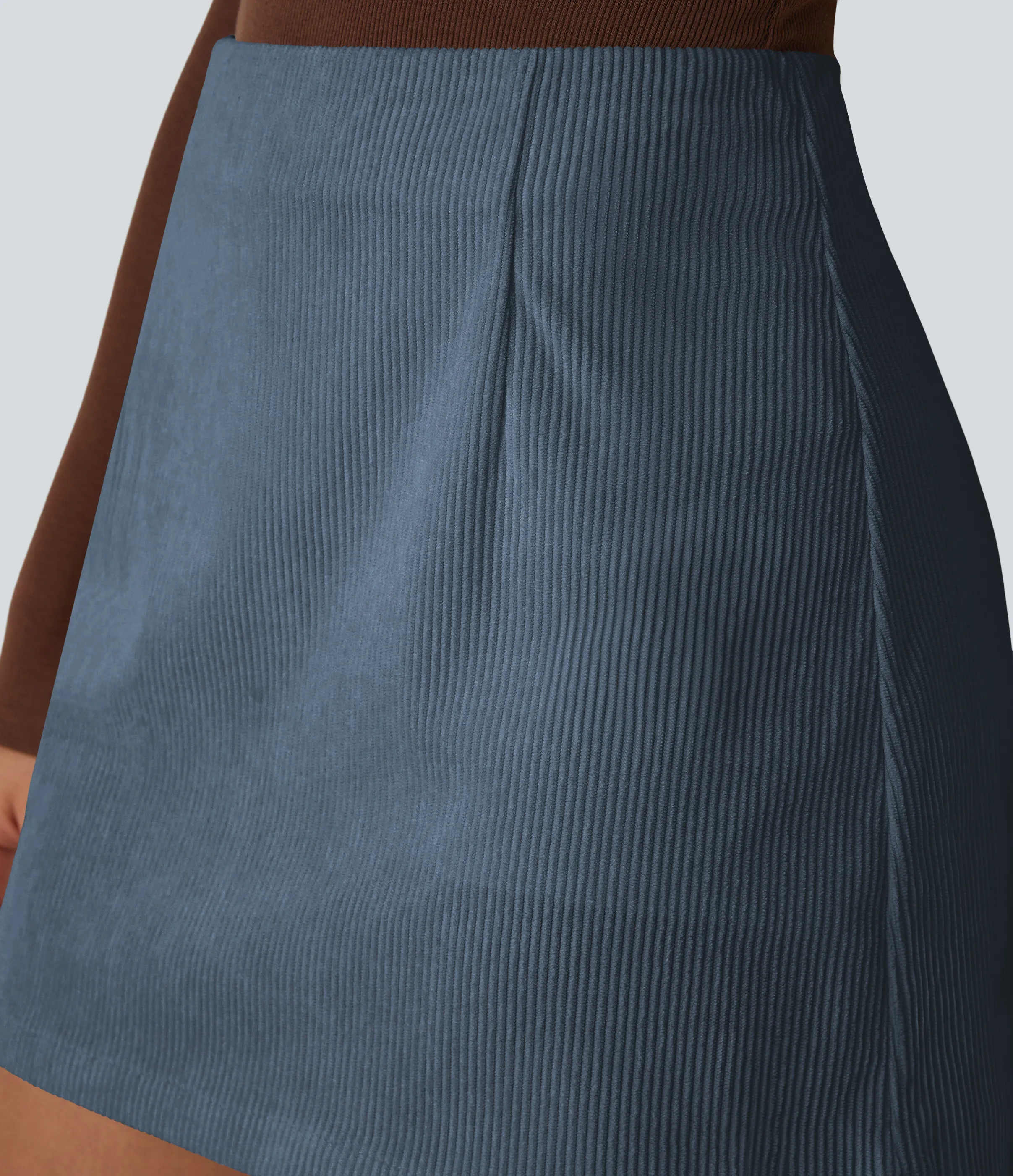 Halara Mini falda de pana 2 en 1 de tiro alto con cremallera invisible y corte A - China Blue - S(regular) sold by Halara product image thumbnail 5