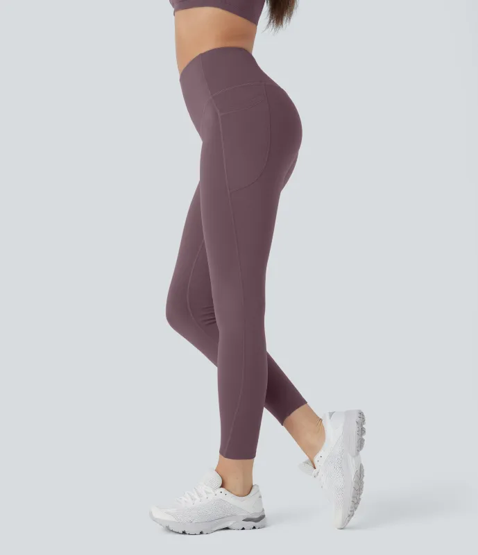 Halara Leggings Softlyzero™ Plush entrenamiento térmico tiro alto bolsillo lateral control abdomen - Dark Plum - M(full_length) made by Halara