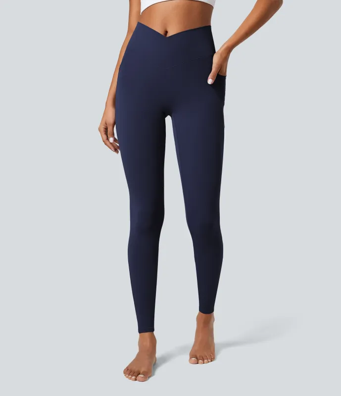 Halara Leggings Softlyzero™ liso bolsillo cruzado - Peacoat - XXS(7/8) made by Halara