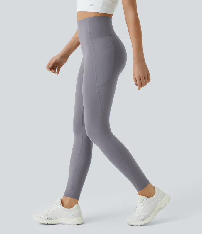 Halara Leggings SoCinched UltraSculpt entrenamiento control abdomen bolsillo lateral tiro alto - Falling Gray Purple - XXL(full_length) made by Halara