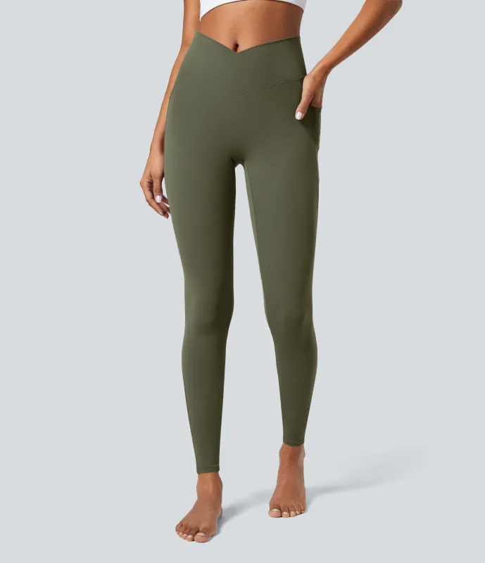 Halara Leggings Softlyzero™ liso bolsillo cruzado - Grass Grey Green - XXL/1X(full_length) made by Halara