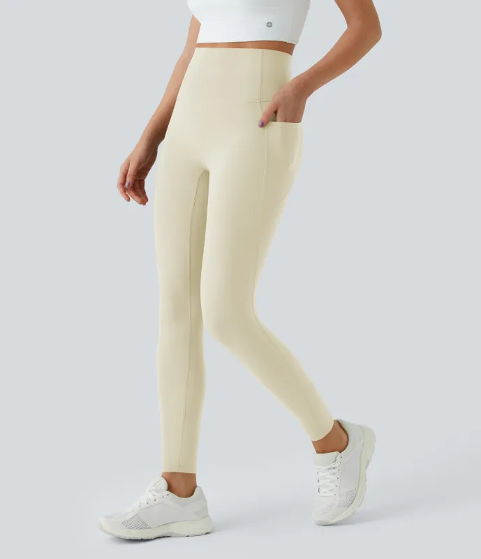Halara Leggings SoCinched UltraSculpt entrenamiento control abdomen bolsillo lateral tiro alto - Almond Milk - XS(7/8) made by Halara