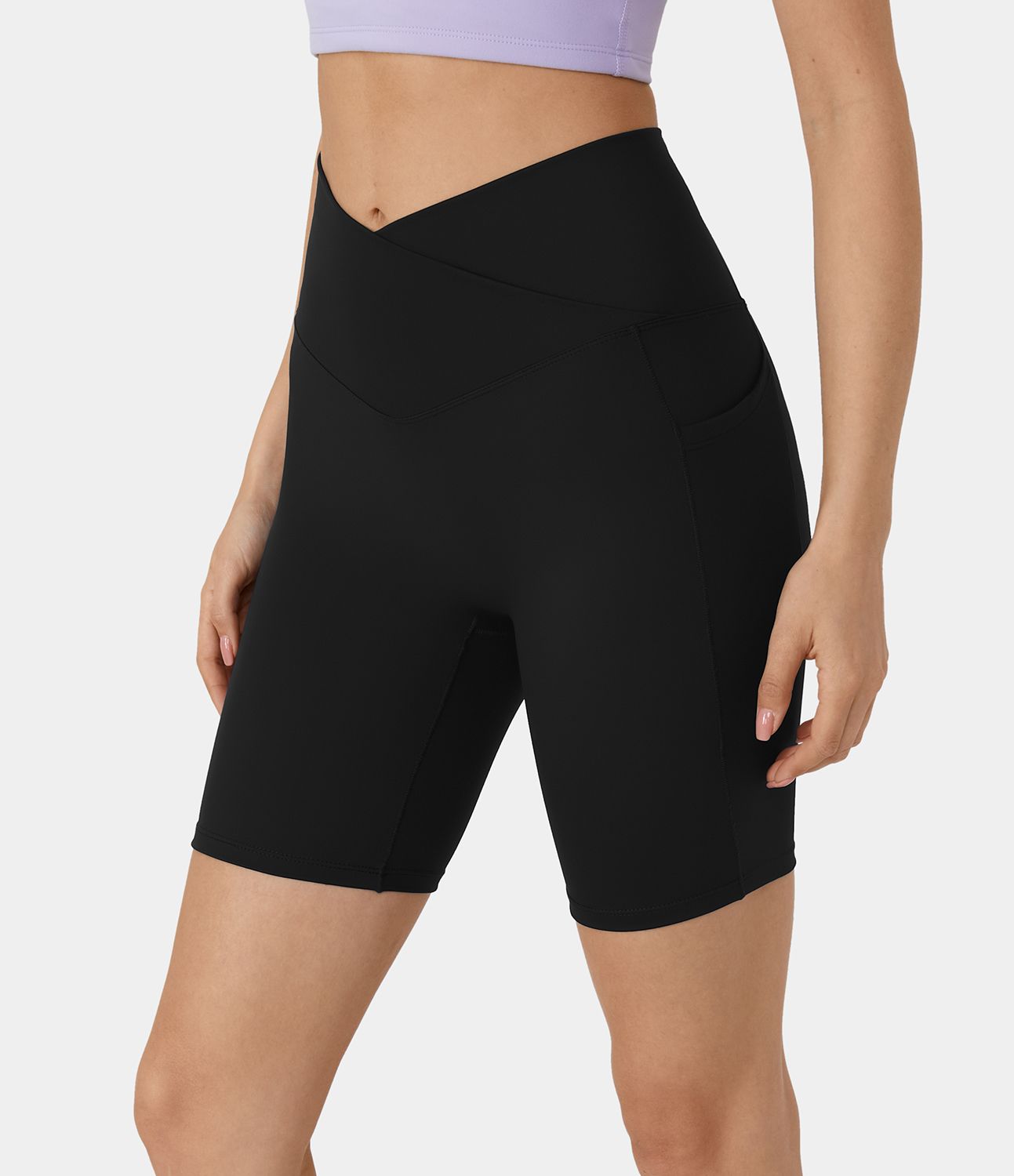 Softlyzero™ Plush Crossover Side Pocket Yoga Shorts 7''-UPF50+ sold by halara product image thumbnail 2