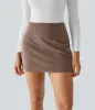 High Waisted Invisible Zipper 2-in-1 A Line Mini Corduroy Casual Skirt sold by halara
