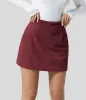 High Waisted Invisible Zipper 2-in-1 A Line Mini Corduroy Casual Skirt sold by halara