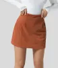 High Waisted Invisible Zipper 2-in-1 A Line Mini Corduroy Casual Skirt sold by halara