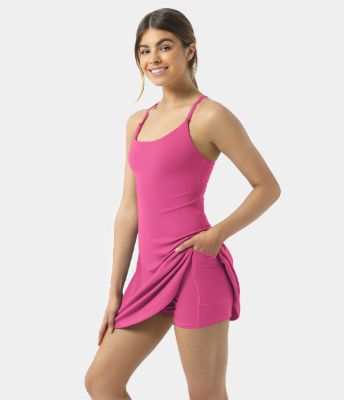 Everyday Cloudful™ Fabric Backless 2-in-1 Flare Workout Dress-Wannabe sold by halara