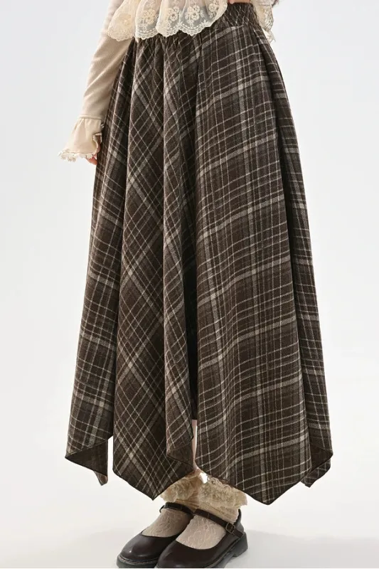 レトロチェックハイウエストスカート sold by Belchic