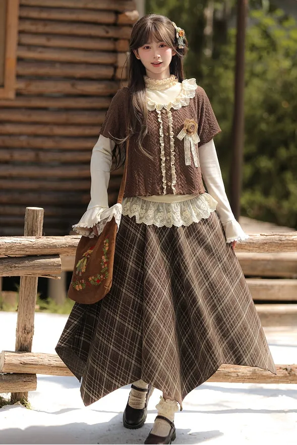 レトロチェックハイウエストスカート sold by Belchic product image thumbnail 4