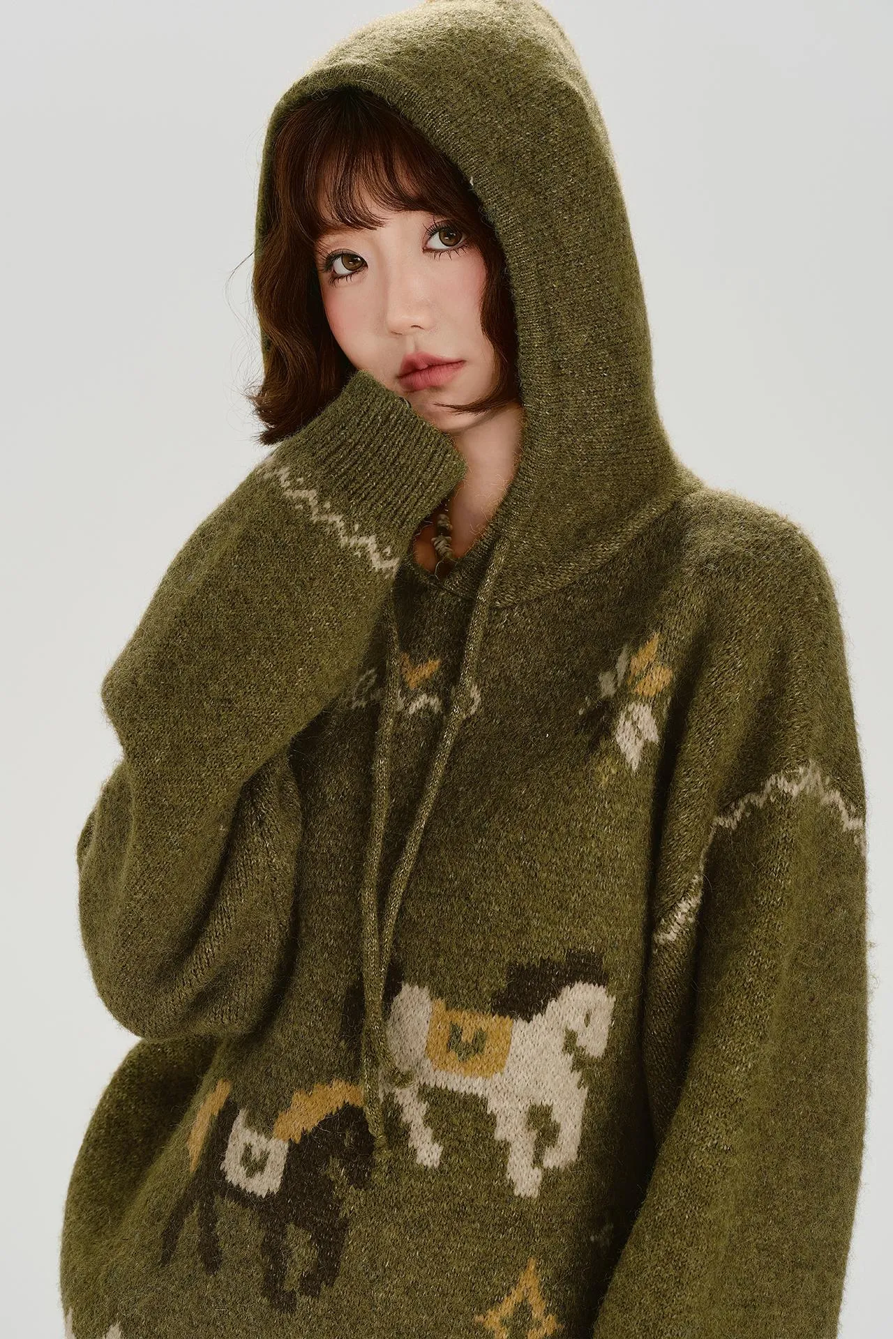 レトロジャカードフーディトップス sold by Belchic product image thumbnail 4