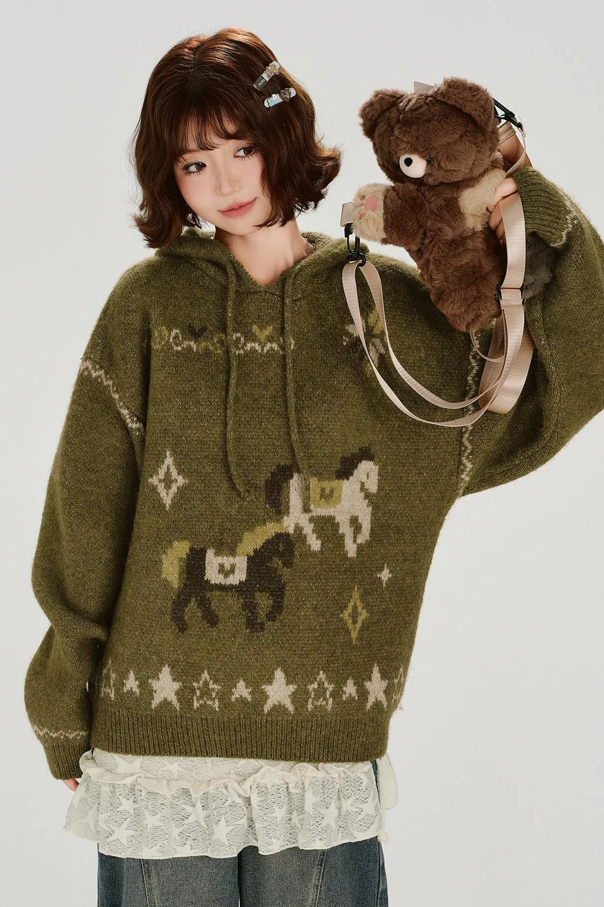 レトロジャカードフーディトップス sold by Belchic product image thumbnail 2