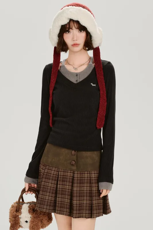 レトロモードネックスリムトップス sold by Belchic