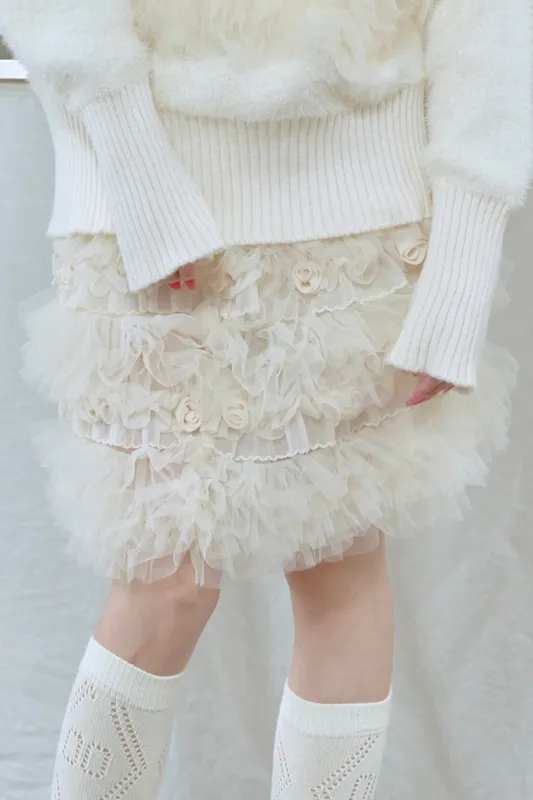ローズメッシュレイヤードスカート sold by Belchic
