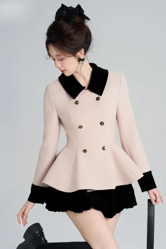 フレンチスイートピンクフレアコート+スカート sold by Belchic