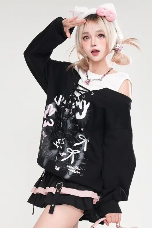 ミッドナイトダークガーリーオフショルダートップス sold by Belchic