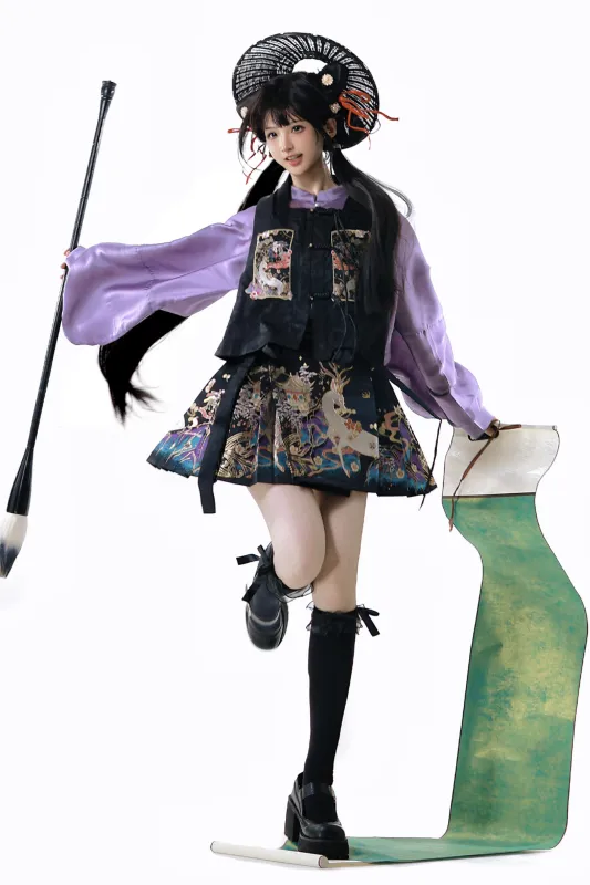 　ダークチャイナシャツ+ベスト+スカート sold by Belchic