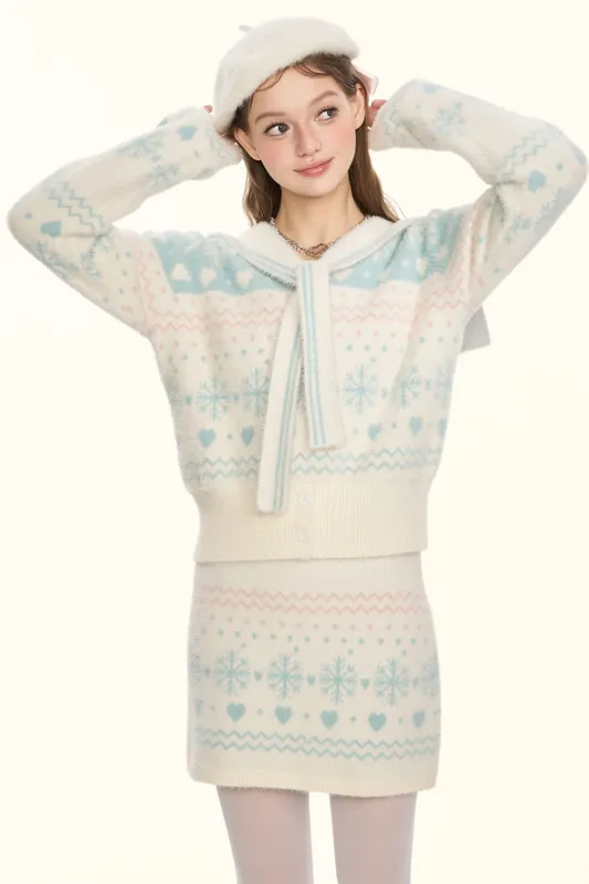 スノーフレークセーラーカラーニット+タイトスカート sold by Belchic