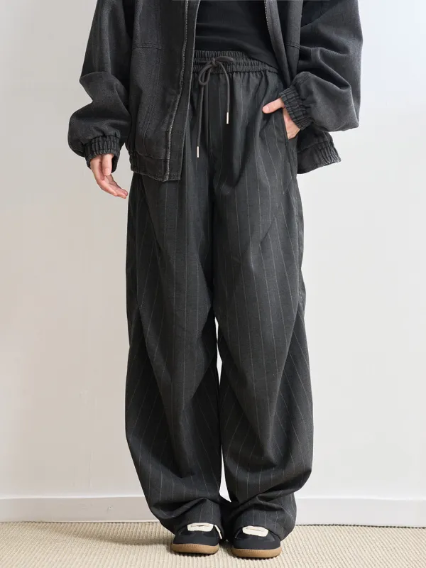 ストライプストレートプリーツパンツ sold by Belchic