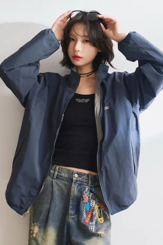 リバーシブルスタンドカラールーズジャケット sold by Belchic