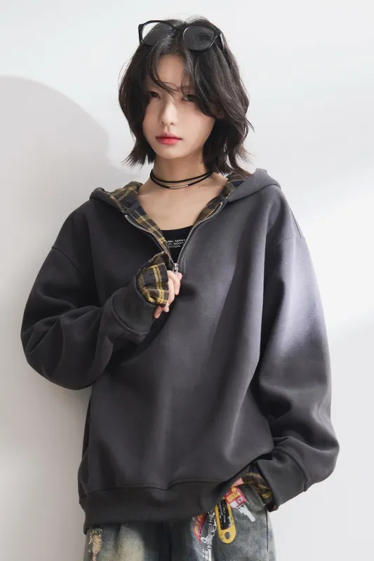 チェックステッチフーデッドスウェット sold by Belchic