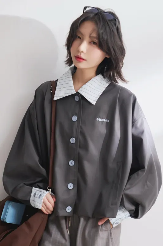 コントラストラペルクロップドジャケット sold by Belchic