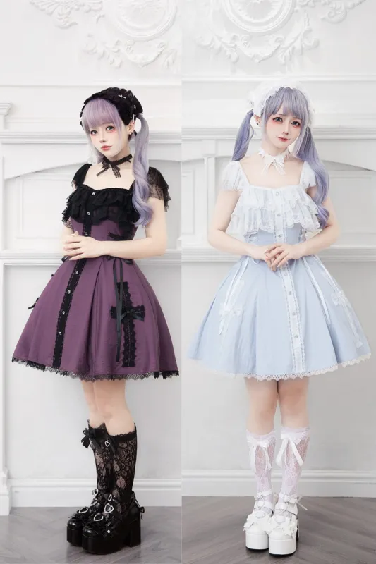 【予約商品】ゴシックダーク地雷レースフライングスリーブドレス+チョーカー sold by Belchic