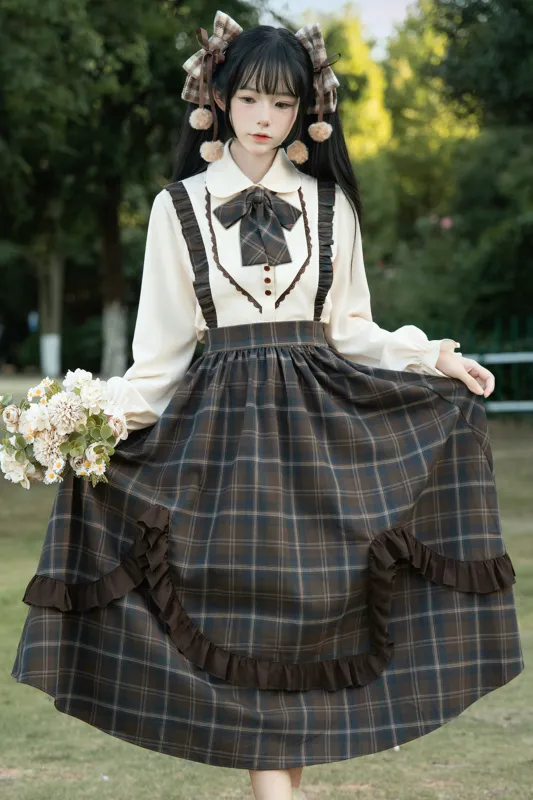 レトロガーリーチェックスカート+フリルブラウス made by Belchic