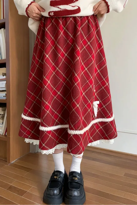 レトロガーリーチェックスカート sold by Belchic