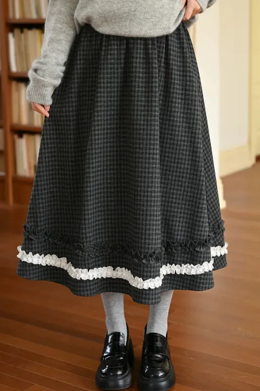 レースチェックAラインスカート sold by Belchic