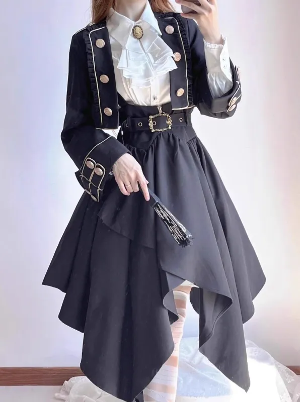 ダークゴシックロリータスーツプレッピーロリータコートサスペンダードレス sold by Belchic