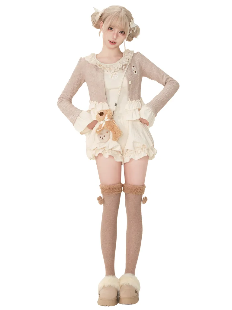 キャラメルフリルカーディガン+フリルネックキャミソール+パンプキンパンツ sold by Belchic product image thumbnail 3