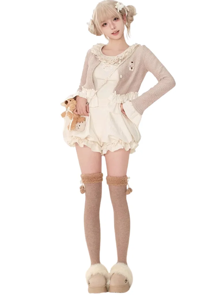 キャラメルフリルカーディガン+フリルネックキャミソール+パンプキンパンツ sold by Belchic product image thumbnail 4